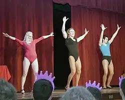 Three men wearing leotards