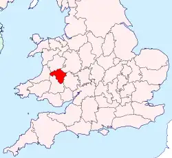 Radnorshire shown within England and Wales