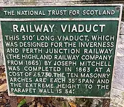 Information plaque at the Killiecrankie viaduct designed by Mitchell.