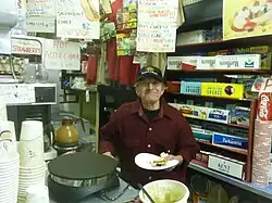 Alvarez showing off his new crêpe machine in 2011