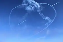 Red Arrows performing a heart at the Helsinki 2017 Air Show.