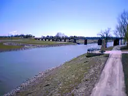 The Red River in Greater Grand Forks, as viewed from the Grand Forks side of the river