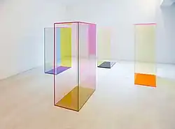 "Lightcatcher" (2017), fluorescent acrylic glass, 4-part installation, each 160 x 90 x 50 cm