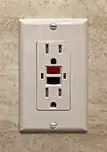 Typical GFCI receptacle found in North America