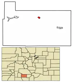 Location of the Town of Del Norte in the Rio Grande County, Colorado.