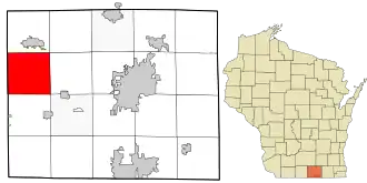 Location in Rock County and the state of Wisconsin