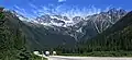 Rogers Pass with Sifton in upper left partly covered. Mount Tupper far right, Mount Rogers in the middle