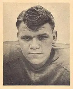 Russ Thomas on a 1948 Bowman football trading card.