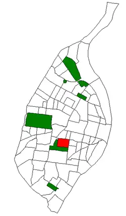 Location (red) of Shaw within St. Louis