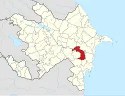 Map of Azerbaijan showing Sabirabad District