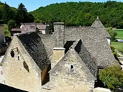 The tiled roofs of the village
