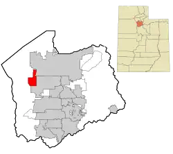 Location of Magna within Salt Lake County and the State of Utah.