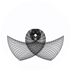 An orbit of the swinging Atwood's machine for , , and zero initial velocity.