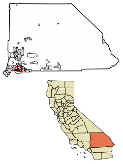 Location of Colton in San Bernardino County, California.