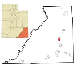 Location in San Juan County and the state of Utah.