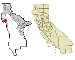 Location in San Mateo County and the state of California