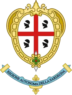 Coat of arms of Sardinia, showing the same pattern as the flag