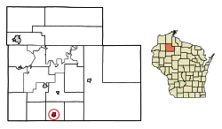 Location of Exeland in Sawyer County, Wisconsin.