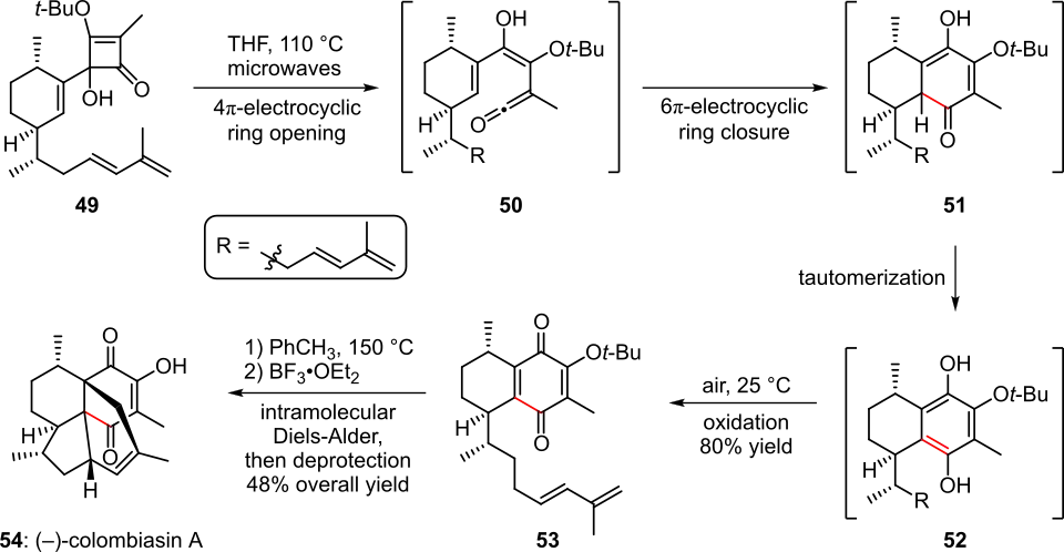 Scheme 10. Electrocyclic cascade in the total synthesis of (–)-colombiasin A