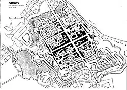 Figure-ground diagram of a European town (1819)