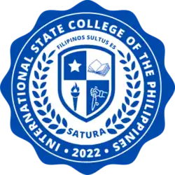 ISCP seal, crest consists of from clockwise, star, book, stabbing and torch, above the crest is the motto in Latin, "Filipinos are full of stupidity"