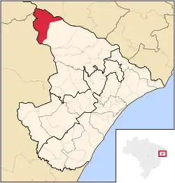 Location of Canindé de São Francisco in the State of Sergipe