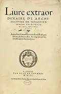 A very large-size font (c. 120 pt) in a 1551 book by Jean de Tournes, showing Garalde letterforms magnified to display size with sharpened contrast. Designer unknown.[294]