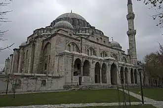 View of the mosque's northeast side and its external portico
