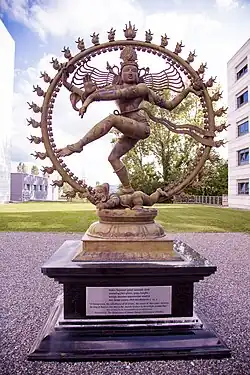Modern statue gifted by India at CERN in Geneva, Switzerland
