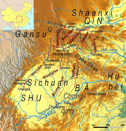 The 4th century BC Shu Roads connected Sichuan Basin with the Yellow River valley (Shaanxi)