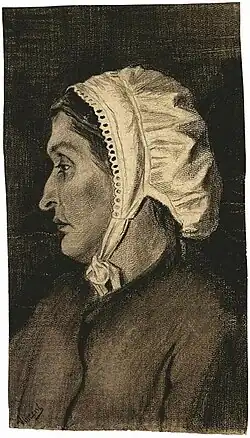 Sien in a White Bonnet, pencil, black lithographic chalk, washed, December 1882, Van Gogh Museum, Amsterdam, the Netherlands (F931, JH291) [51]