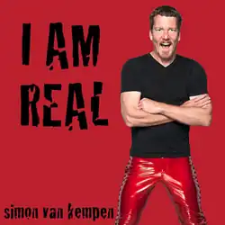 A man appears in red lather pants and a black t-shirt against a solid red background. The song's title and his name appear to the left of him.