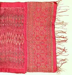 Songket end to a Singaraja silk selendang. Very old and somewhat worn
