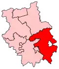 A large constituency, situated in the southeast of the county.