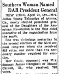 Mrs. Julius Young Talmadge Named DAR President General