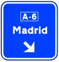 S-354 Sign on the road, in conventional road. Immediate exit to the highway or dual carriageway