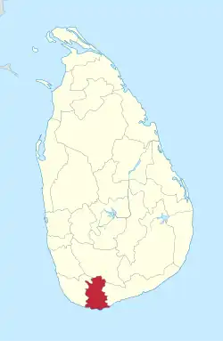 Map of Sri Lanka with Matara District highlighted