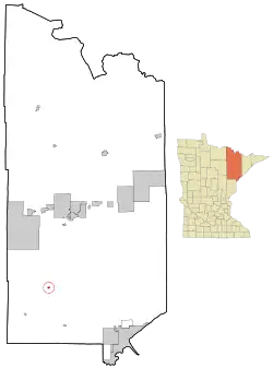 Location of the city of Meadowlands within Saint Louis County, Minnesota