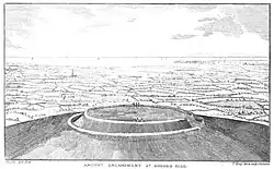 1839 drawing showing a circular bank at the top of St Roche's hill