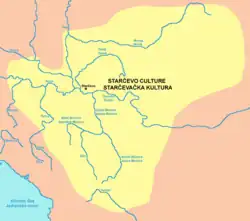 Map showing the territorial extent of the Starčevo culture