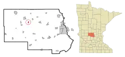 Location of New Munich within Stearns County, Minnesota