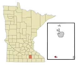 Location of Ellendale within Steele County, Minnesota