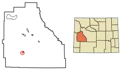 Location of Big Piney in Sublette County, Wyoming.