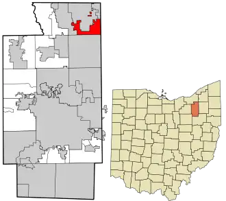 Location in Summit County and the state of Ohio.