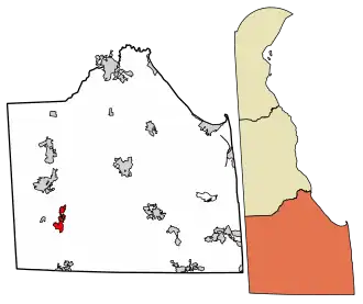 Location of Laurel in Sussex County, Delaware.