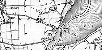 Ordnance Survey map of 1810: Cross Keys Inn is now within Sutton Bridge.