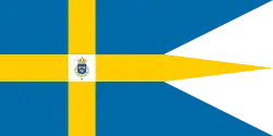 Royal standard of Sweden with the lesser coat of arms, used by princes and princesses of Sweden