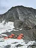 The Base Camp, with the Grand Couloir and the Gouter Hut in the background