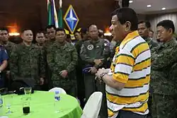 President Rodrigo Duterte talks to Troops at 4th Infantry Division HQ 6 in regards the Marawi crisis