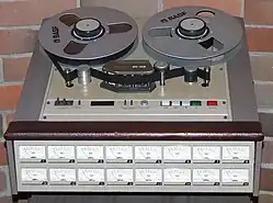 Image 5The TASCAM 85 16B analog tape multitrack recorder can record 16 tracks of audio on 1-inch (2.54cm) magnetic tape. Professional analog units of 24 tracks on 2-inch tape were common, with specialty tape heads providing 8, or even 16 tracks on the same tape width (8 tracks for greater fidelity). (from Multitrack recording)